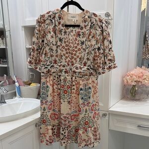 ba&sh Multicolor Floral Dress with Puff Sleeves